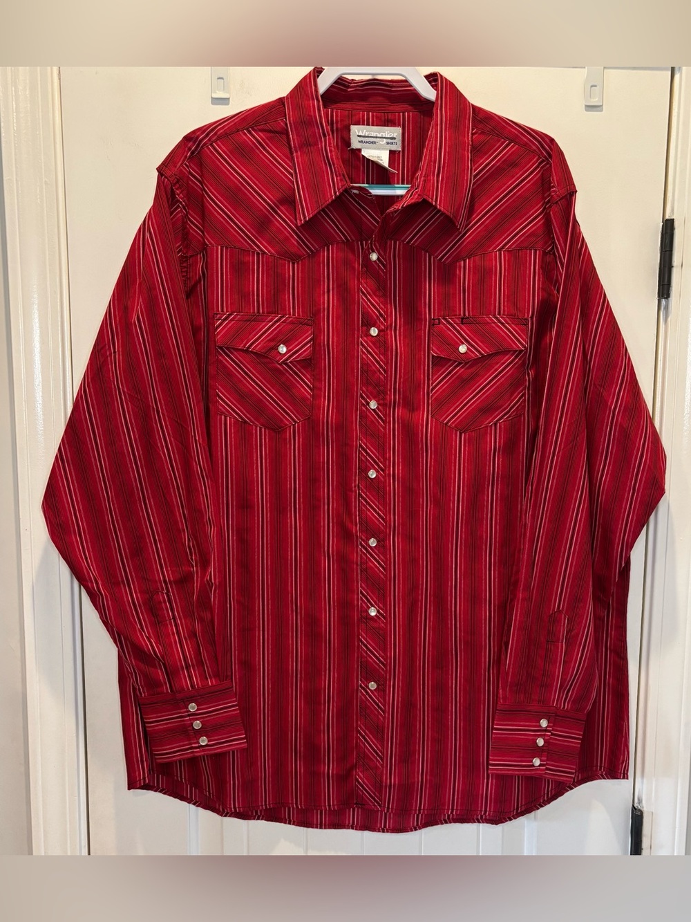 Wrangler Wrancher Western Long Sleeve Pearl Snap Shirt Mens 2XT Tall Red